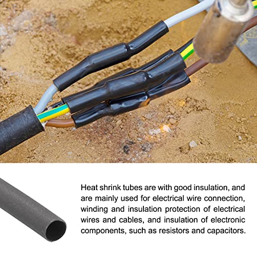 צינורות מכווץ חום חום 2: 1 עטיפת צינור שרוול כבלים, [להגנת בידוד חשמלי] - 2.5 ממ DIA/10 מ '/שחור